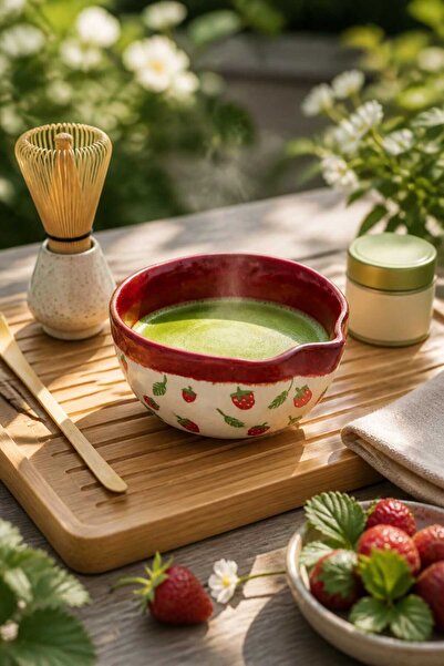 BvaCollection El Yapımı Stoneware Güneşli Mavi Matcha Kasesi
