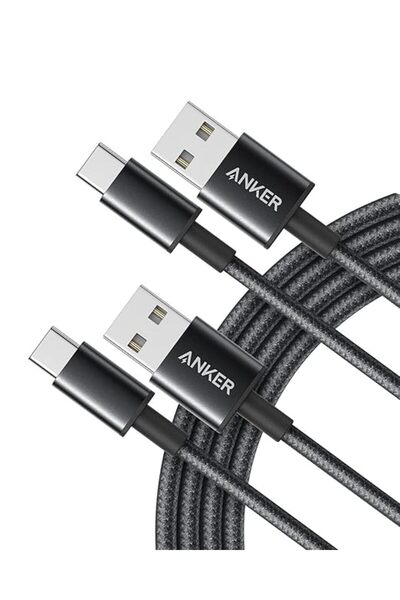 Anker Stuy كابل أنكر USB-C [عبوة من قطعتين، 6 أقدام]، شاحن سريع من النايلون ا...