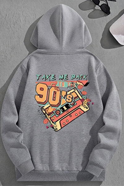K KOZZ STYLE Unisex 3 νήματα βαμβακερό γκρι TakeMe90s Φούτερ με στάμπα Loose ...
