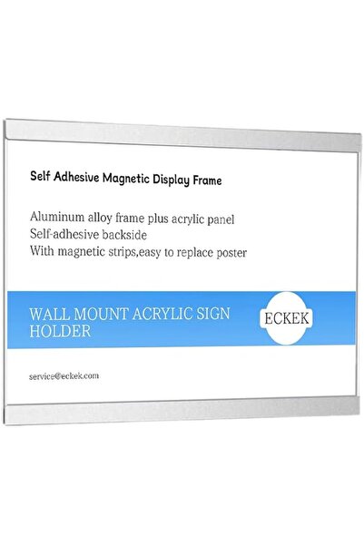 Eckek Wall Mount Acrylic Sign Holder Self Adhesive Magnetic Display Frame Cle...