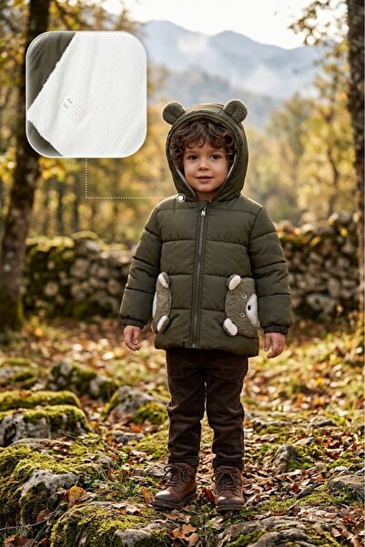 Midimod Fleece Inside Winter Hooded Teddy Bear Boy's Coat