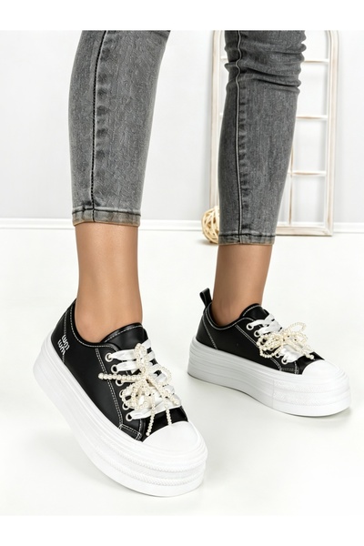 Red Jin Sneakers dama negri din piele ecologica Cenara