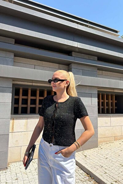 lizge giyim PULLU METALİK İP TRIKO HIRKA