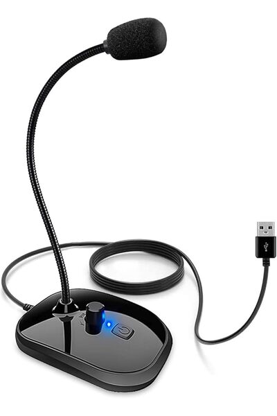 XIAOKOA USB Microphone for PC Laptop Computer MIC with Rotary Knob Volume Con...