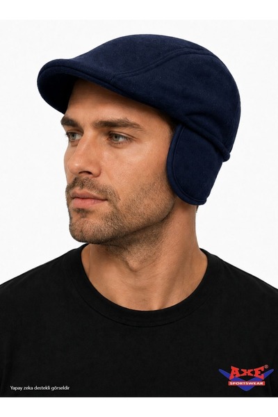 AXE SPORTSWEAR Winter Navy Blue Cashmere Fabric Earflap Hat Duck Hat Warm Col...