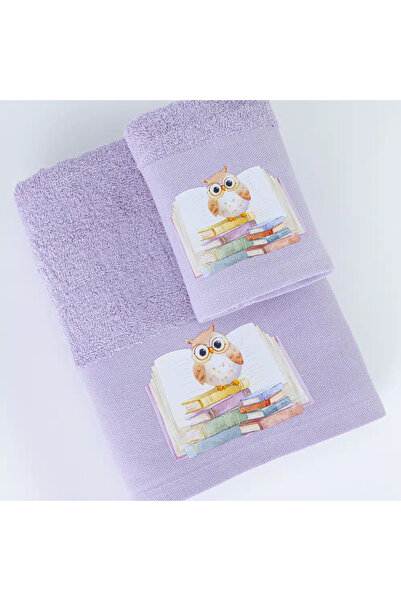 Borea Πετσέτες Σετ 2ΤΜΧ Owl Λιλά 70 x 120 / 30 x 50 cm