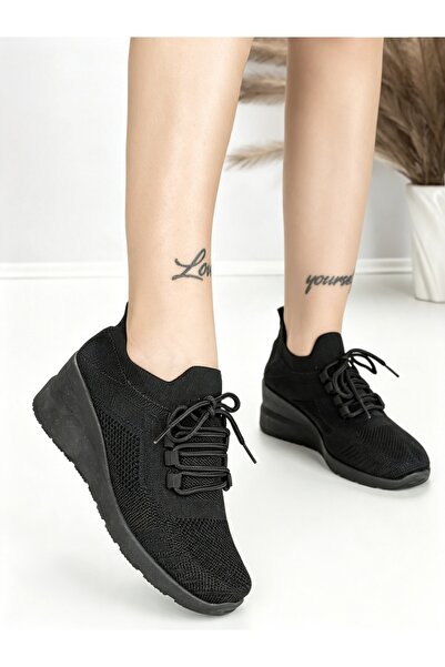 EMAS Pantofi sport dama cu platforma negri din material textil Renessa