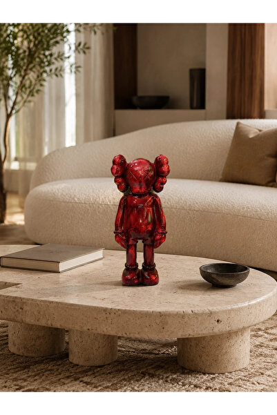 Nixa Premium Mermer Tozu Döküm Kaws Tarzı Bordo Heykel (26 cm) - El Boyaması ...