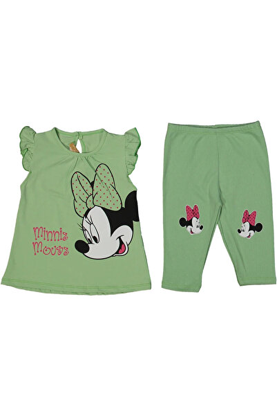 bebegen Baby Girl Green Mickey Mouse Patterned Tights Set of 2