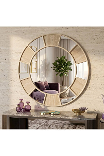 Al Hadaya Mall مرآة منزلية مع حامل جداري، شكل دائري، 90×90 سم