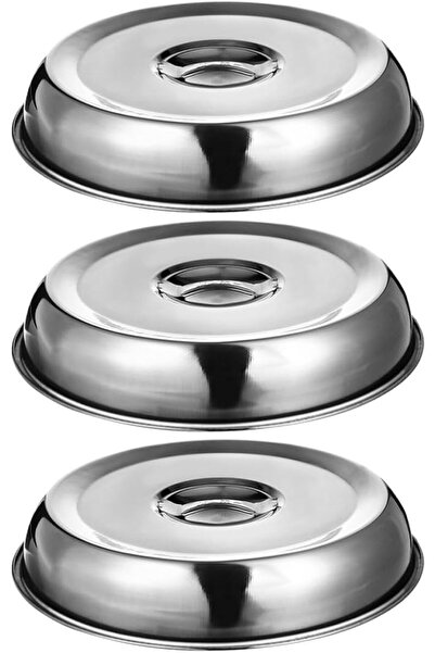 PRETYZOOM 3pcs Stainless Steel round Food Dome Covers Steak Lids with Smooth ...
