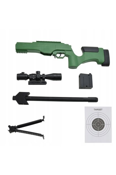 Skleplolki Pușcă cu bile 6 mm 72 cm, cu arc, laser și lunetă, bipod reglabil, ABS, 200 FPS, 450 g