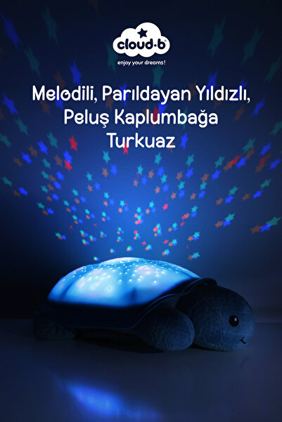 Cloud-B Melodili Peluş Kaplumbağa Uyku Arkadaşı 29,5x20x10,5 cm (Mavi)