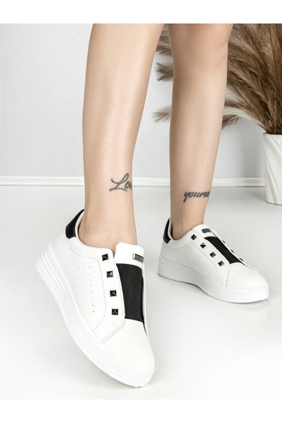 Abloom Women's white and black sneakers made of eco- Leather Danzinae