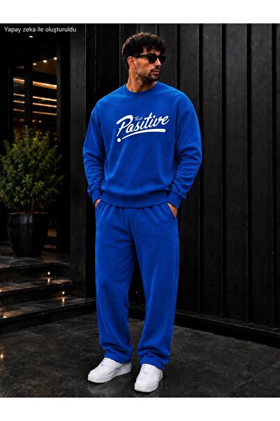caddekombin Men's Street Style Positive Printed Crew Neck Regular Fit Men's T...