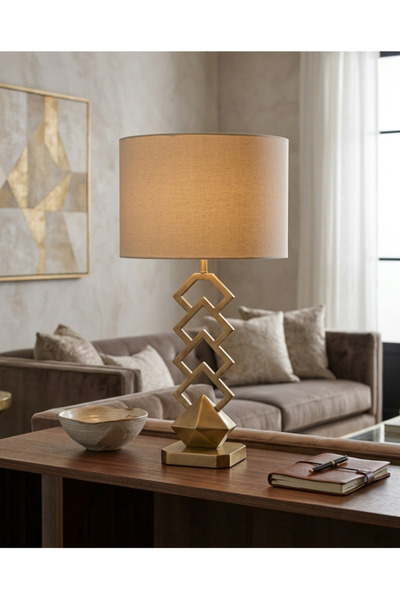 PLUS13 Modern Table Lamp with Geometric Metal Frame