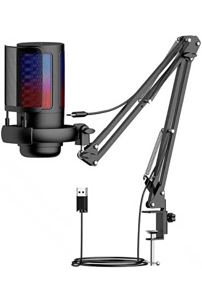 OHAHO ميكروفون ألعاب USB للكمبيوتر، ميكروفون مكثف للبودكاست والفيديوهات والبث...