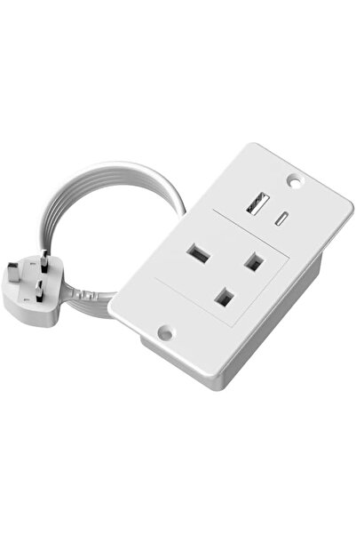 GENERAL Compact Power Strip for Wall or Furniture Mounting, Dual USB Ports (A...