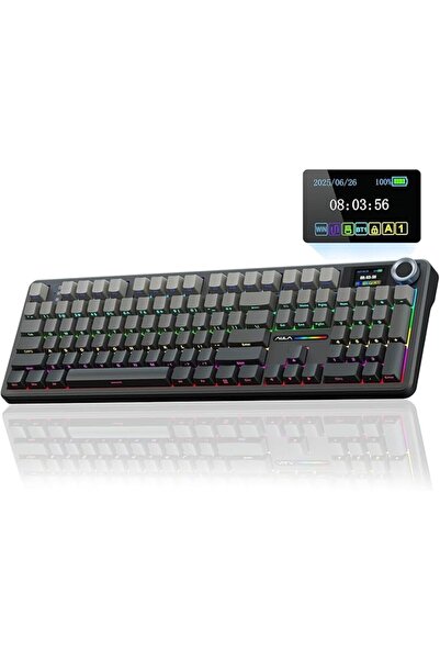 Aula F108 PRO Mechanical Gaming Keyboard with Screen & Knob,Wireless Creamy K...
