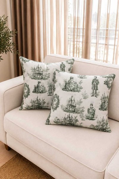 Luxoras Home غطاء وسادة مزخرف بنمط القصر الفرنسي من قماش داك - طقم من قطعتين