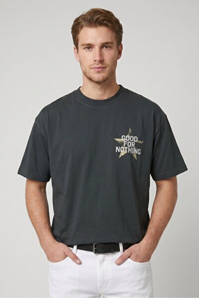 Good For Nothing Men Crew Neck Short Sleeve Graphic Print T-Shirt, Dark Green