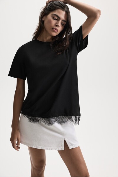 LEFTIES Dantel detaylı t-shirt