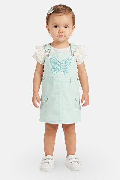 Little Lass Toddlers Girl 3 Pieces Embroidered Dress And Bodysuit With Hair C...