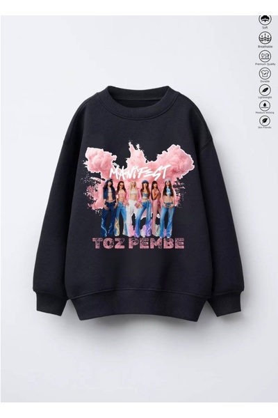 Butik Kız çocuk pamuklu sweatshirt manifest baskılı