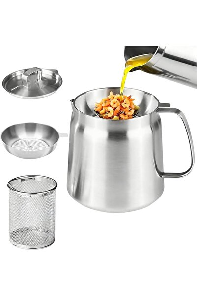 DORAIMI123 2L/68oz 304 Stainless Steel Oil Filter Pot with Strainer, Large Ca...