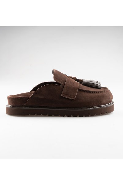 walviss Women's Bombay Genuine Suede Brown Sabo Slippers