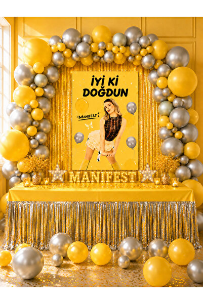 snowparty Manifest Dekor Perdeli Masa Etekli Poster Doğum Günü Parti Malzemel...