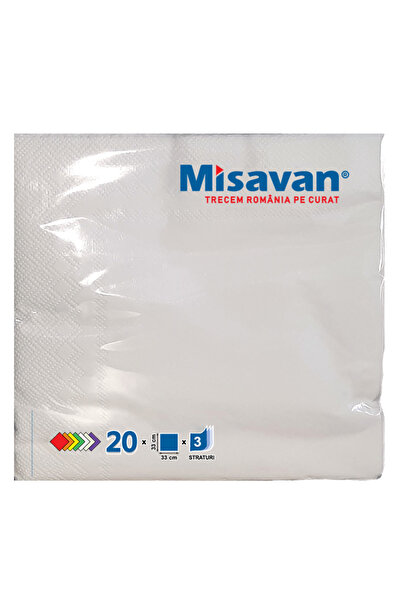 Misavan Servetele masa Misavan, alb, 3 straturi, 33x33cm, 20 bucati/set