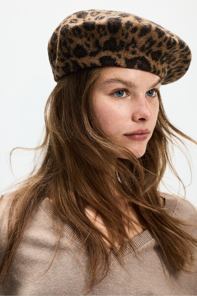 LEFTIES Leopar desenli %95 yün bere