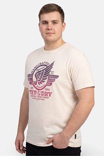 Tokyo Laundry Men Crew Neck Short Sleeve Graphic Print T-Shirt, Cream