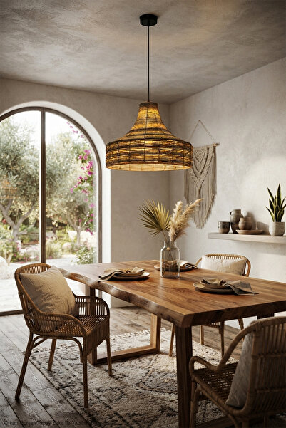 Modelight Linda Modern Tasarımlı Bohem &Rustik Rattan Sarkıt Avize - Salon,Mu...