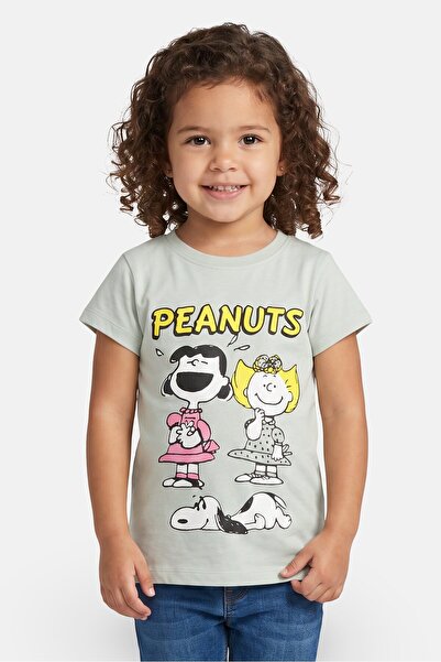 PEANUTS Toddlers Girl Short Sleeve Graphic T Shirt, Sage