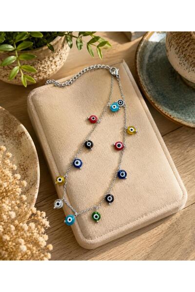 Hd Marketim Glass Evil Eye Beaded Steel Anklet Colorful Beaded Women's Elegant Anklet