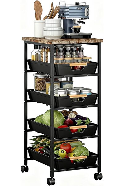 LBMT 5-Tier Kitchen Carts on Wheels, سلة بصل وبطاطس, Rolling Utility Cart wit...