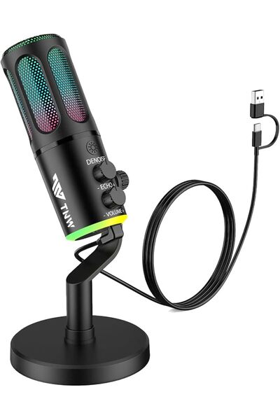 TNW PHONE TNW RGB USB Microphone for PC, USB Condenser Gaming Microphone for ...