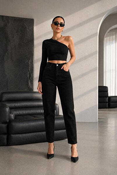 Echo&Ember Women's High Waist Black Mom Jeans
