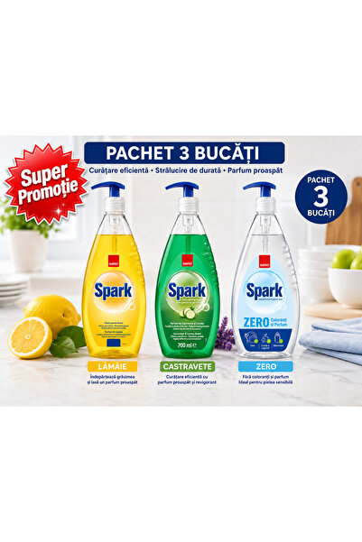 Spark Sano Detergent Lichid de vase 3 BUCATI