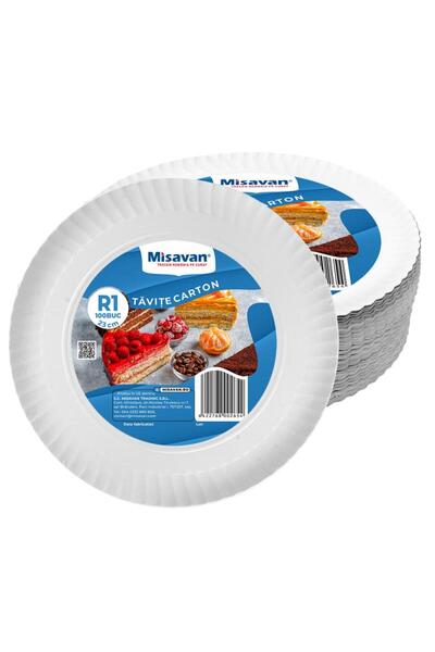 Misavan Tavite carton rotunde R1, albe, 23cm diametru, 100 buc/ set