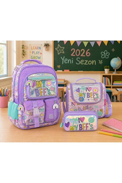 Bubbles School Backpack Set 3-Piece Set (School Bag & Lunch Box & Pencil Case)