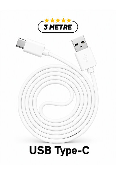 BRAVİON 3 Metre USB Type-C Şarj Kablosu Bütün TYP-C Girişli Cihazlara Uyumludur