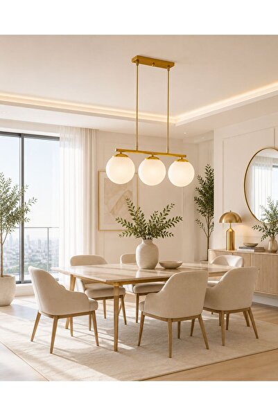 Ömür Avize Roma Modern Tasarım eskıtme gold kasa Sıralı Üçlü Avize