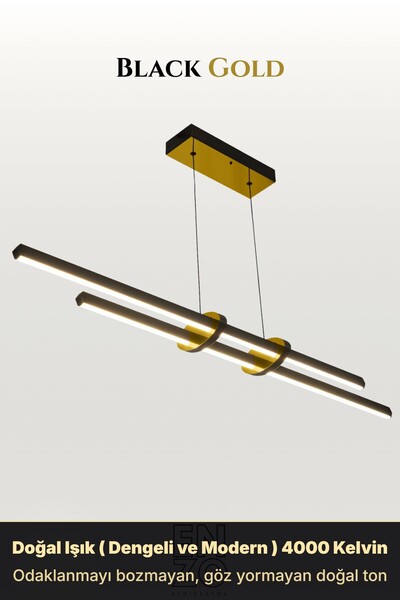 ENZO LIGHT Cosmo 2 Gold Ada Mutfak & Tezgah Üstü Sarkıt Avize - Kumandalı Lineer