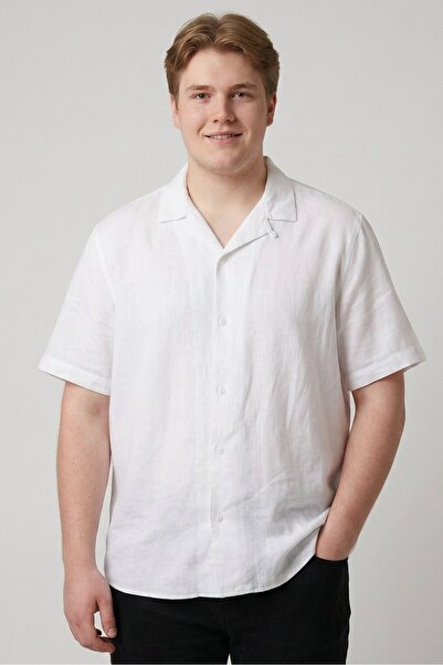 Bruno Men Regular Fit Plain Short Sleeve Casual Shirt, White