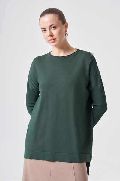 Nuss 116 Elastic Sleeves Mercerized Tunic Pine Green