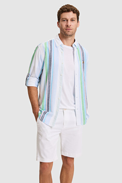 U.S. Polo Assn. قميص رجالي بأكمام طويلة باللون الأخضر الفاتح 50322201-VR092