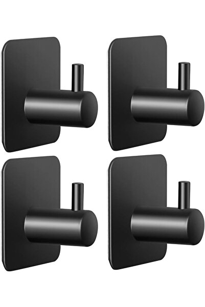 JINXXTTA Adhesive Hooks for Bathrooms, 4 Piece Towel Hooks for Hanging Hat Ro...